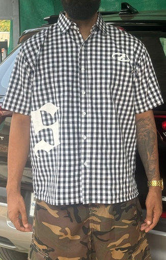 Printed Black Check boxy Shirt