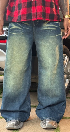 Yellow faded super baggy jeans
