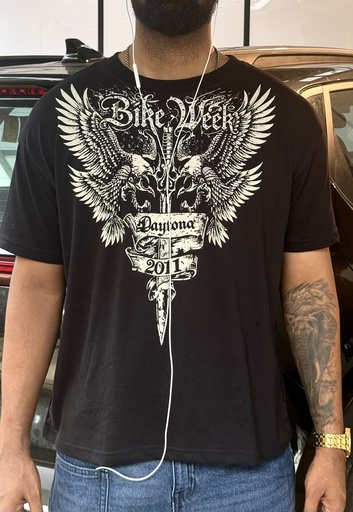 Studded eagle print boxy fit tshirt