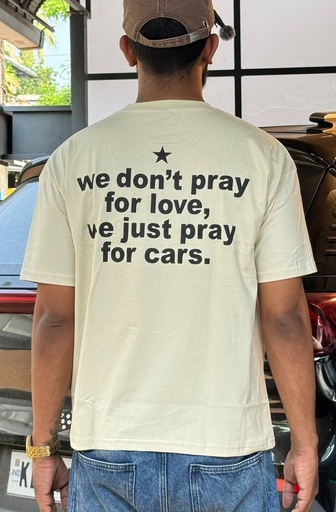 Front and back print cream halfsleeve tshirt
